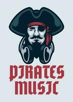 pirate tête dj la musique vecteur