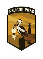 ancien parc badge conception de pélican oiseau vecteur