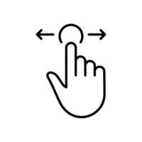 geste de balayage de la souris d'ordinateur. icône de la ligne noire du doigt pointeur. pictogramme linéaire de la main du curseur. cliquez sur appuyez deux fois sur le symbole de contour du point tactile. trait modifiable. illustration vectorielle isolée. vecteur