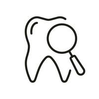dentaire diagnostique ligne icône. dentiste loupe pour les dents vérification linéaire pictogramme. dent médical examen. dentisterie contour symbole. dentaire traitement. modifiable accident vasculaire cérébral. isolé vecteur illustration.