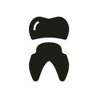 dentaire couronne silhouette icône. les dents protection implant. oral se soucier glyphe pictogramme. orthodontique dentier. dent médical couronne. dentaire traitement signe. dentisterie symbole. isolé vecteur illustration.