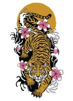 ancien Japonais tatouage style conception de tigre vecteur