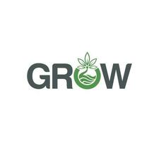 grandir mot-symbole logo avec agriculture, naturel, jardin et arbre plante affaires logo. sur blanc arrière-plan, vecteur illustration.