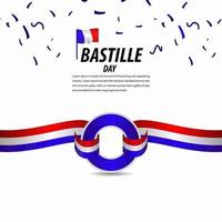 bonne fête de la bastille, affiche, illustration de conception de modèle de vecteur de bannière de ruban