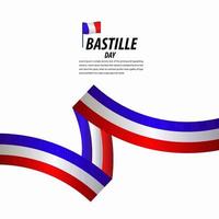 bonne fête de la bastille, affiche, illustration de conception de modèle de vecteur de bannière de ruban