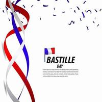 bonne fête de la bastille, affiche, illustration de conception de modèle de vecteur de bannière de ruban