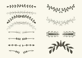 vecteur ensemble de isolé ancien cadres et branches avec feuilles. vieux floral conception éléments, séparateurs pour table de Contenu ou menu.