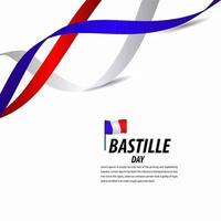 bonne fête de la bastille, affiche, illustration de conception de modèle de vecteur de bannière de ruban