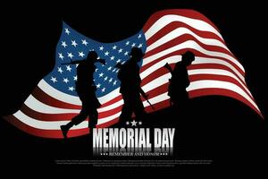 Mémorial journée - rappelles toi et honneur le uni États drapeau et le soldat en portant une pistolet. vecteur illustration