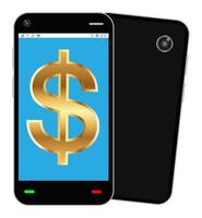 smartphone avec signe dollar vecteur