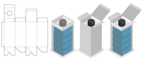 boîte d'emballage conception de modèle découpé. Maquette 3D vecteur