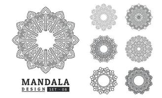 noir et blanc fleur mandala dessins ensemble vecteur