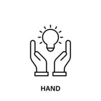 mains, ampoule, créatif, idée vecteur icône illustration