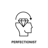 pensée, diriger, diamant, flèche, perfectionniste vecteur icône illustration