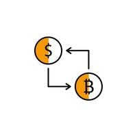 échange, dollar, bitcoins, crypto-monnaie vecteur icône illustration