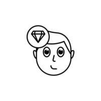 Humain visage personnage esprit dans diamant vecteur icône illustration