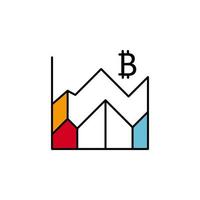 graphique, Statistiques, crypto-monnaie, bitcoin vecteur icône illustration