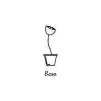 Rose dans pot vecteur icône illustration