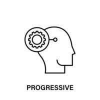 progressive, pensée, diriger, équipement vecteur icône illustration