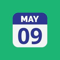 icône de la date du calendrier du 9 mai vecteur
