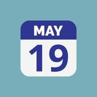 icône de la date du calendrier du 19 mai vecteur