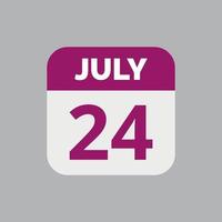 icône de la date du calendrier du 24 juillet vecteur