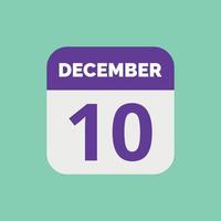 icône de la date du calendrier du 10 décembre vecteur