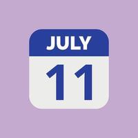 icône de la date du calendrier du 11 juillet vecteur