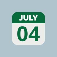 icône de la date du calendrier du 4 juillet vecteur