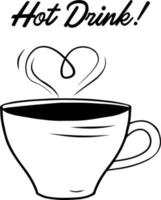 vecteur illustration de une tasse de café ou thé. une tasse de café. illustration de une chaud boire. noir et blanc illustration. vecteur sur une blanc Contexte. américain, cappuccino, latté, Expresso, moka.