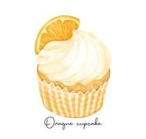 semi réaliste fait maison Orange favoriser petit gâteau sucré aquarelle illustration vecteur bannière isolé sur blanc Contexte.
