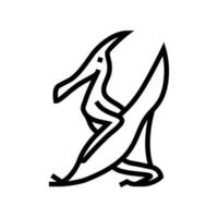 ptérodactyle dinosaure animal ligne icône vecteur illustration