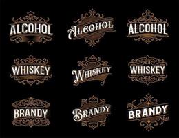 artisanat whisky, Cognac de l'alcool ancien Étiquettes vecteur