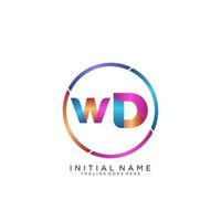 lettre wd coloré logo prime élégant modèle vecteur