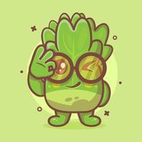 marrant salade légume personnage mascotte avec D'accord signe main geste isolé dessin animé dans plat style conception vecteur