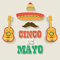 cinco de mayo fête affiche traditionnel mexicain Icônes avec texte vecteur illustration