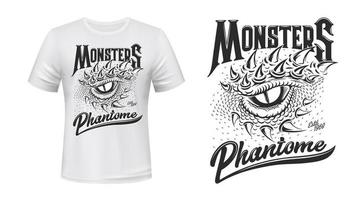 dragon ou dinosaure monstre œil T-shirt impression vecteur