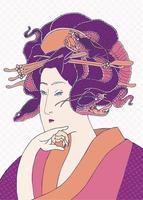 de geisha visage avec serpents au lieu de cheveux vecteur