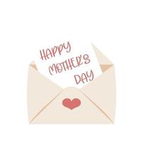 content de la mère journée. enveloppe avec une papier lettre, l'amour message celle de la mère. conception concept pour de la mère journée et autre utilisateurs vecteur