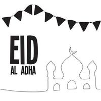 vecteur eid Al adha bannière conception avec mosquée noir et blanc Couleur conception pour social médias conception