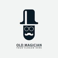 élégant vieux magicien logo icône. vecteur