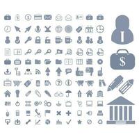 collection de icône dessins sur le thème de technologie, finance, vacances, flèches, communication, symboles. vecteur