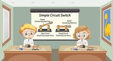 scientifique expliquant le commutateur de circuit simple vecteur