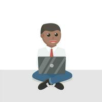 homme d'affaires travail africain par personnage de conception d'ordinateur portable sur fond blanc vecteur