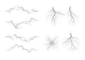 ensemble de foudre silhouettes. orage isolé sur blanche. vecteur illustration