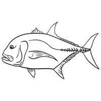 thon poisson contour art ,bien pour graphique conception ressources, affiches, bannières, modèles, impressions, coloration livres et plus. vecteur