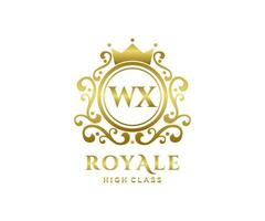 d'or lettre wx modèle logo luxe or lettre avec couronne. monogramme alphabet . magnifique Royal initiales lettre. vecteur