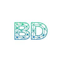 abstrait lettre bd logo conception avec ligne point lien pour La technologie et numérique affaires entreprise. vecteur