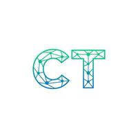 abstrait lettre ct logo conception avec ligne point lien pour La technologie et numérique affaires entreprise. vecteur