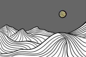 Créatif minimaliste moderne ligne art imprimer. abstrait Montagne contemporain esthétique arrière-plans paysages. vecteur des illustrations